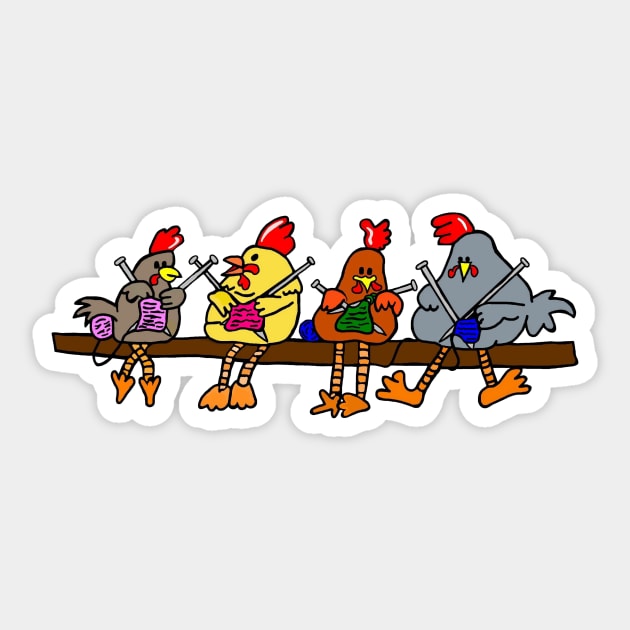 Knitting Chickens Sticker by imphavok